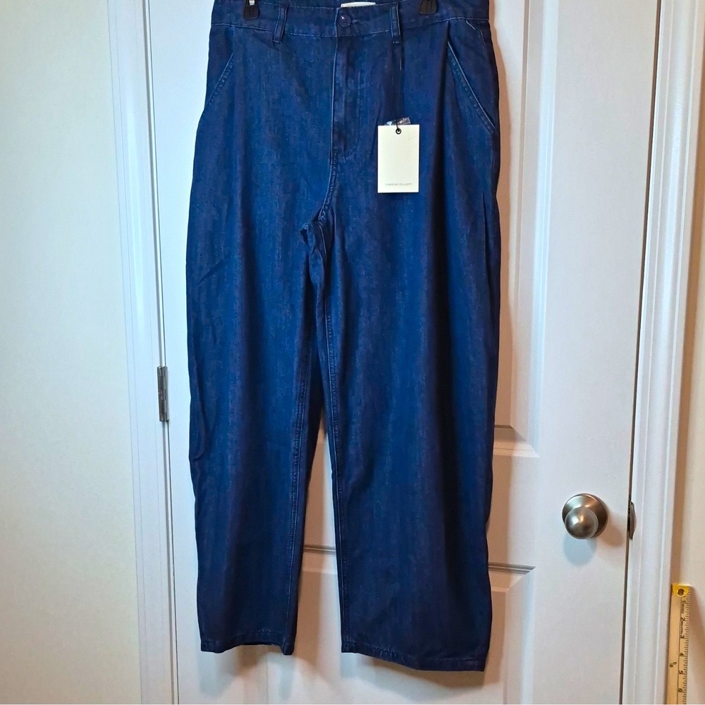 Current/Elliott Women's Dark Wash Blue Wide-Leg High-Rise Jeans Size 8